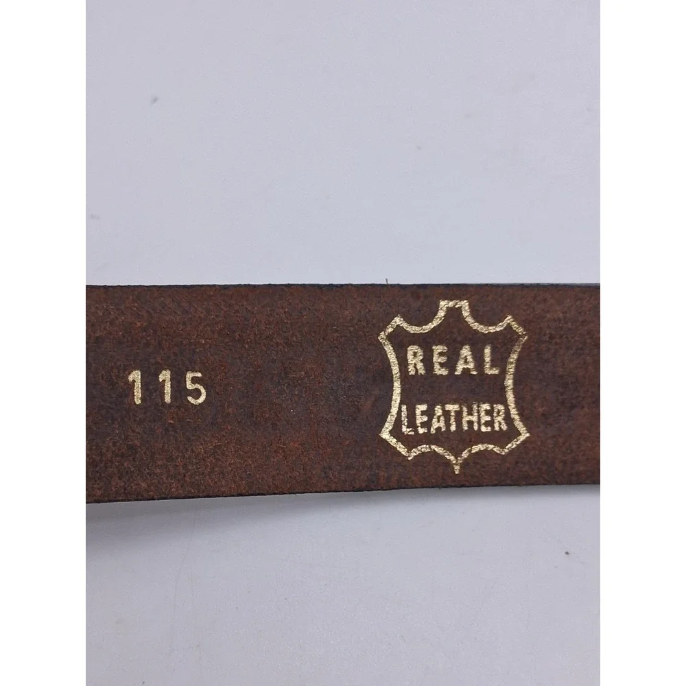 Made in Greece Real Leather Belt Mens Brown Greek Key Western 35-30
